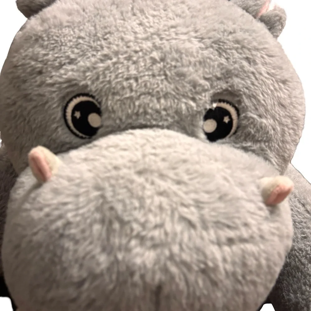 Hippo Plush Toy Kids Large Grey Floppy Laying Down Stuffed Animal